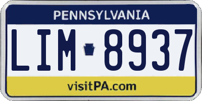 PA license plate LIM8937