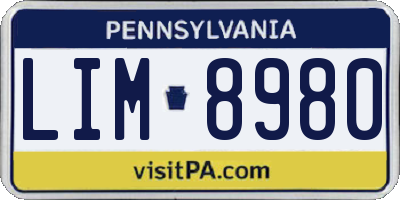 PA license plate LIM8980