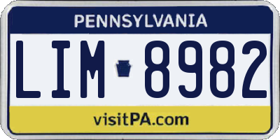 PA license plate LIM8982