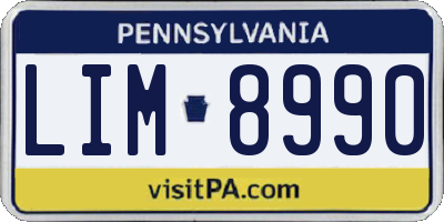 PA license plate LIM8990