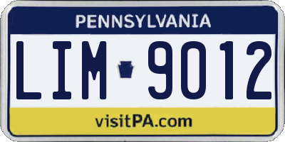 PA license plate LIM9012