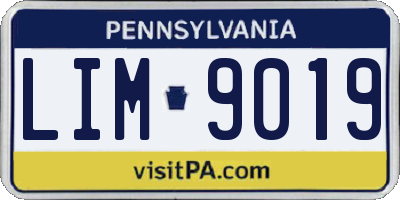 PA license plate LIM9019