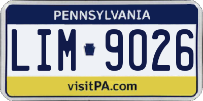 PA license plate LIM9026
