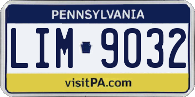 PA license plate LIM9032