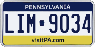 PA license plate LIM9034
