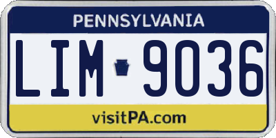 PA license plate LIM9036