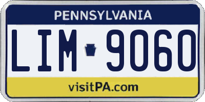 PA license plate LIM9060