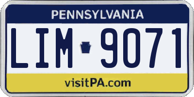 PA license plate LIM9071