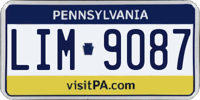 PA license plate LIM9087