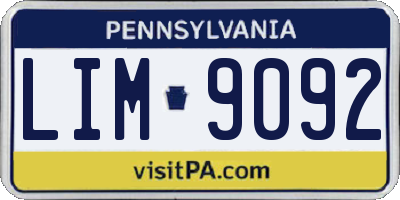 PA license plate LIM9092
