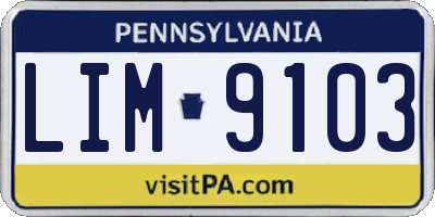 PA license plate LIM9103