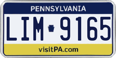 PA license plate LIM9165