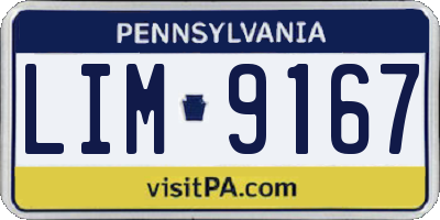 PA license plate LIM9167