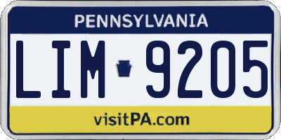 PA license plate LIM9205