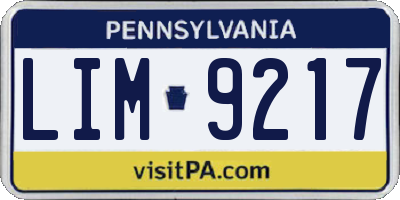 PA license plate LIM9217
