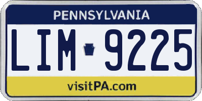 PA license plate LIM9225