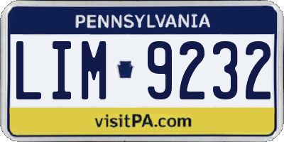 PA license plate LIM9232