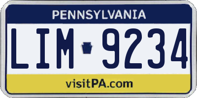 PA license plate LIM9234