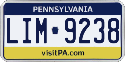 PA license plate LIM9238