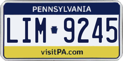 PA license plate LIM9245