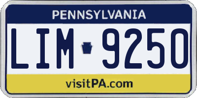 PA license plate LIM9250