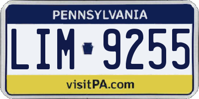 PA license plate LIM9255