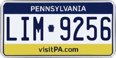 PA license plate LIM9256