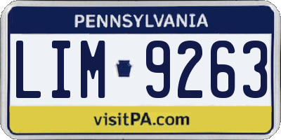 PA license plate LIM9263