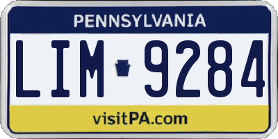 PA license plate LIM9284