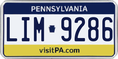 PA license plate LIM9286