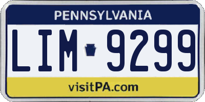 PA license plate LIM9299