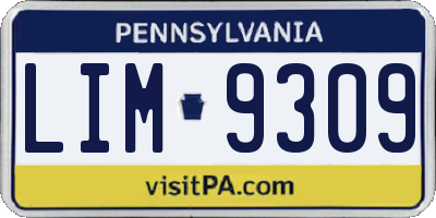 PA license plate LIM9309