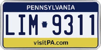 PA license plate LIM9311