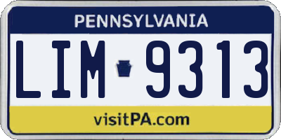 PA license plate LIM9313