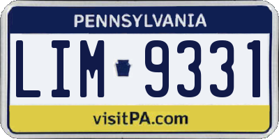 PA license plate LIM9331