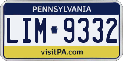 PA license plate LIM9332