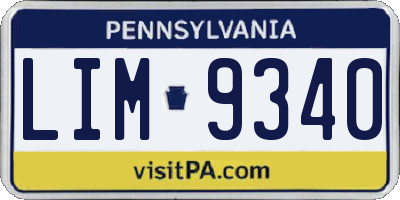 PA license plate LIM9340