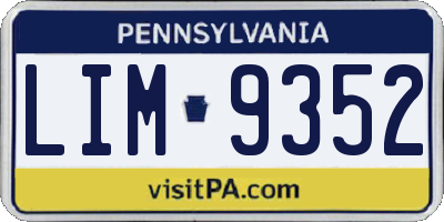 PA license plate LIM9352