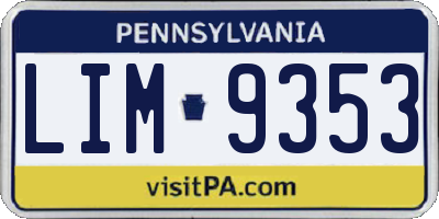 PA license plate LIM9353