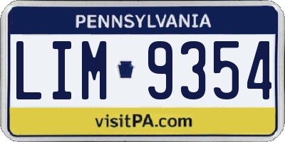 PA license plate LIM9354
