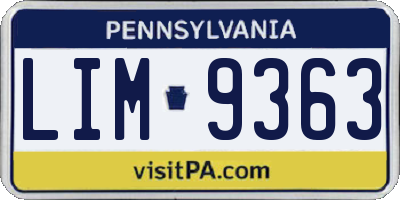 PA license plate LIM9363