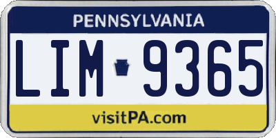 PA license plate LIM9365