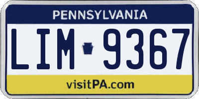PA license plate LIM9367