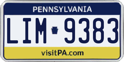 PA license plate LIM9383