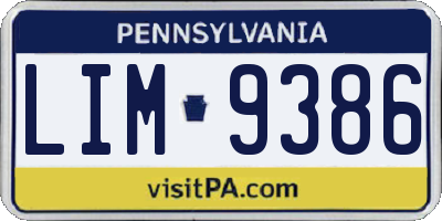 PA license plate LIM9386