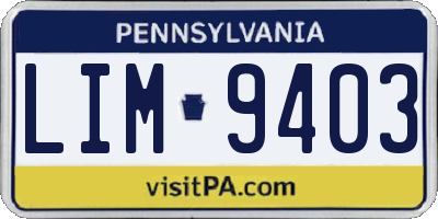 PA license plate LIM9403