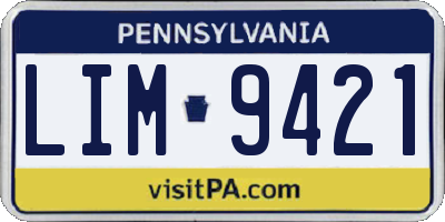 PA license plate LIM9421