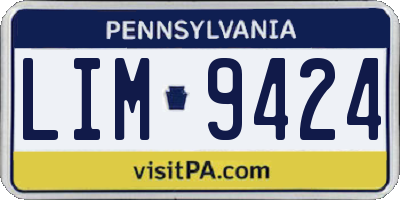 PA license plate LIM9424