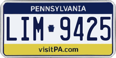 PA license plate LIM9425