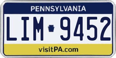 PA license plate LIM9452